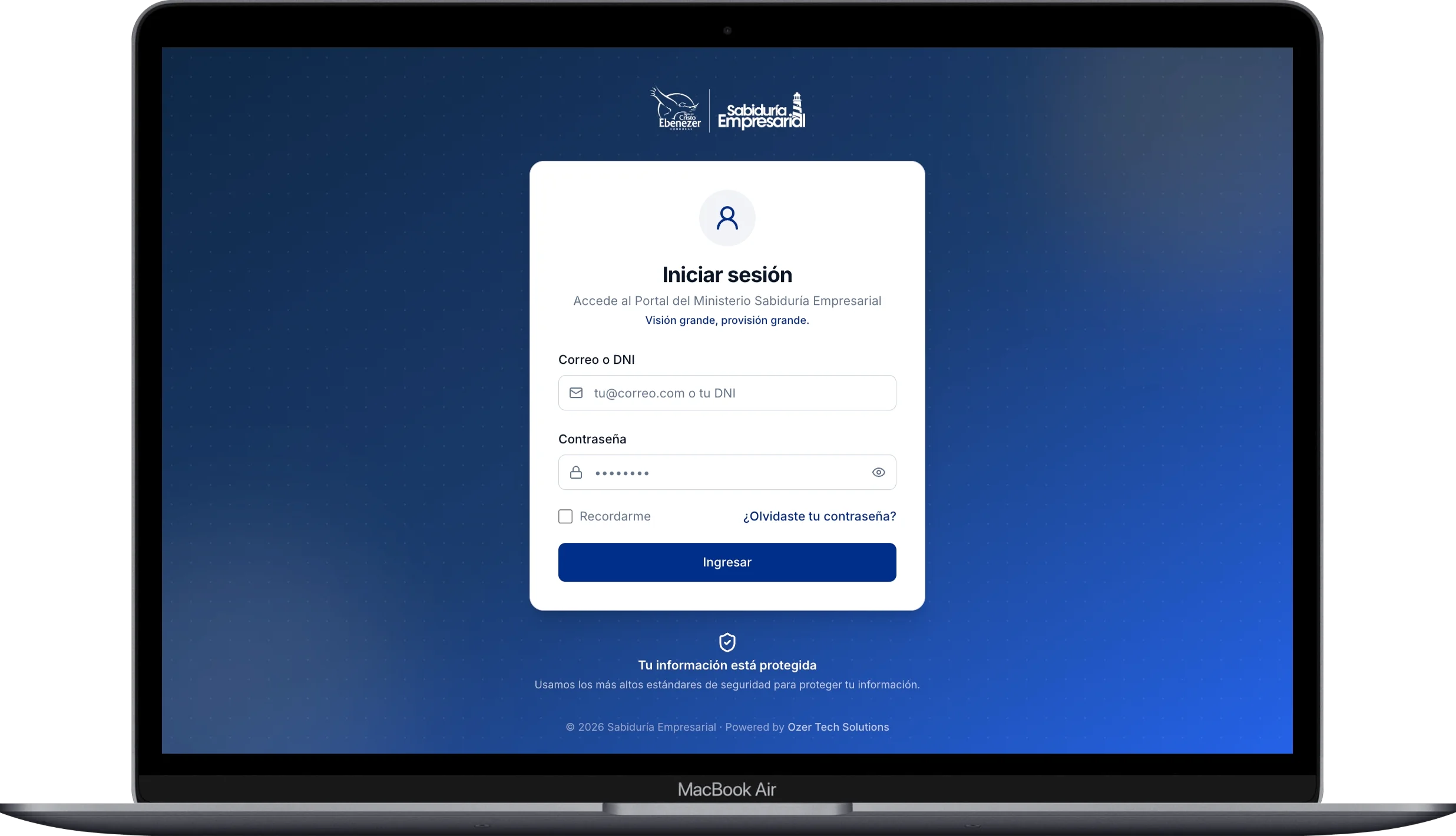 Inicio de sesión de Ebenezer LMS