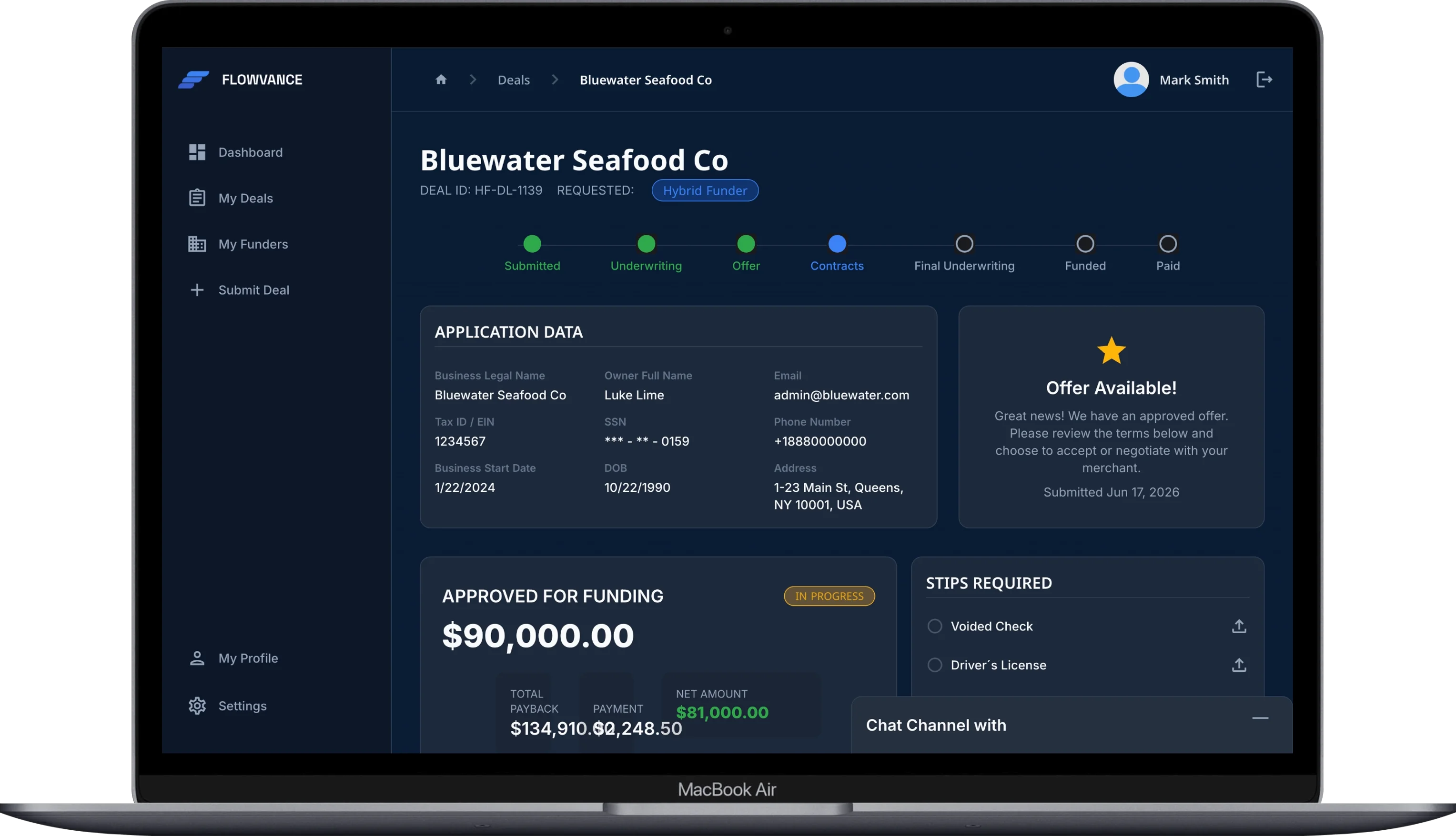 Portal de brokers de Flowvance — seguimiento de deals