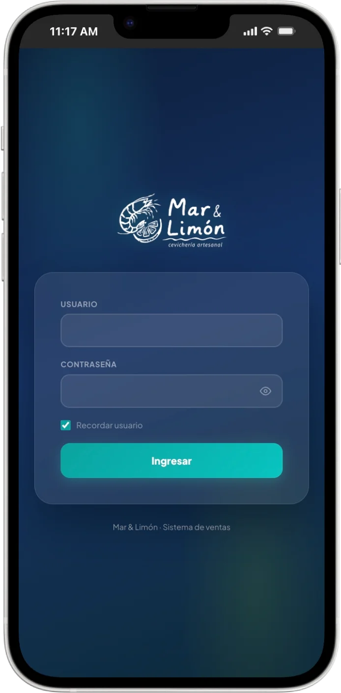 Inicio de sesión móvil de Mar y Limón